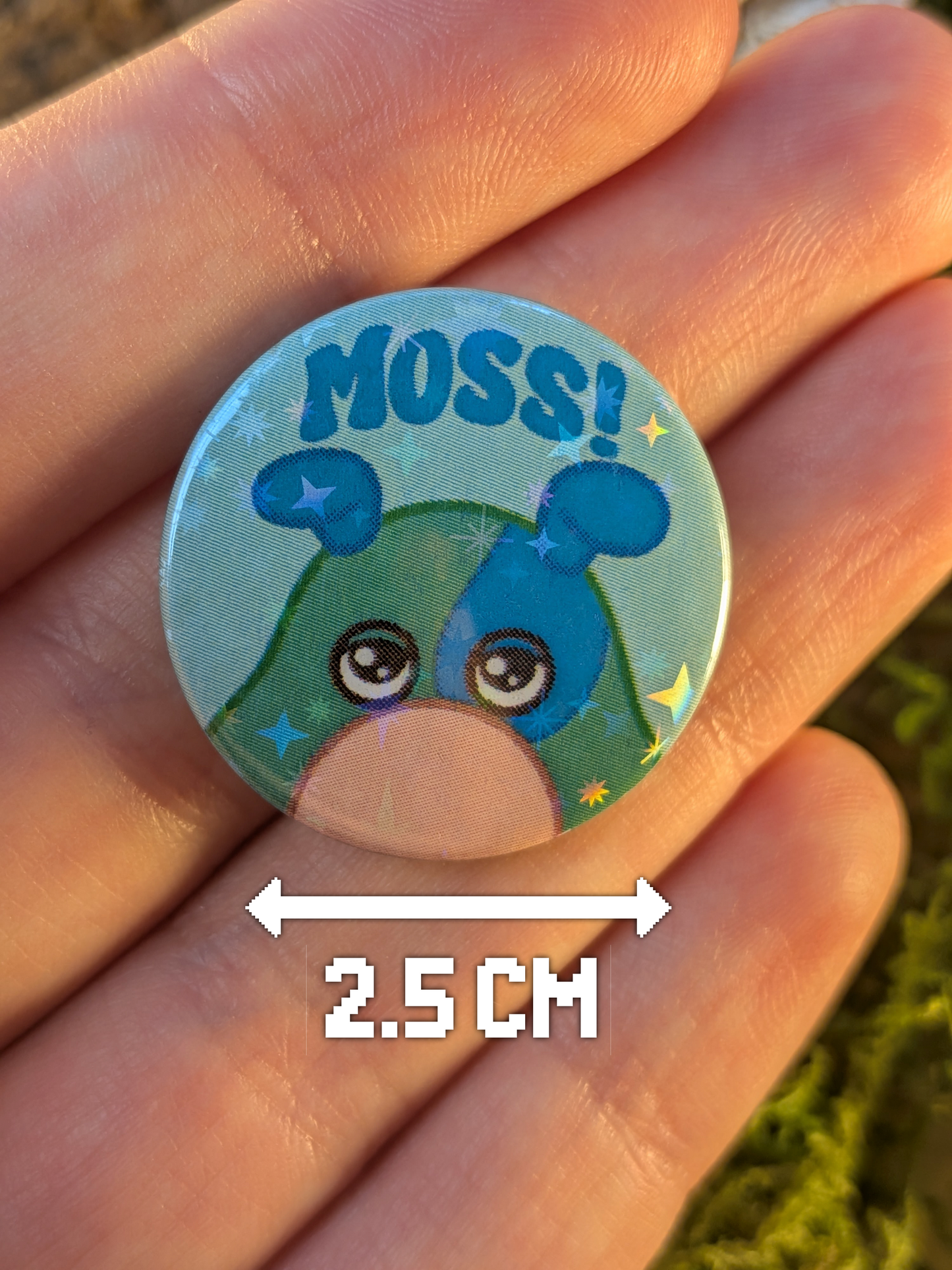 "Moss!" 25mm pin badge