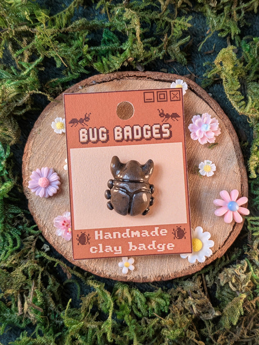 Stag beetle pin badge