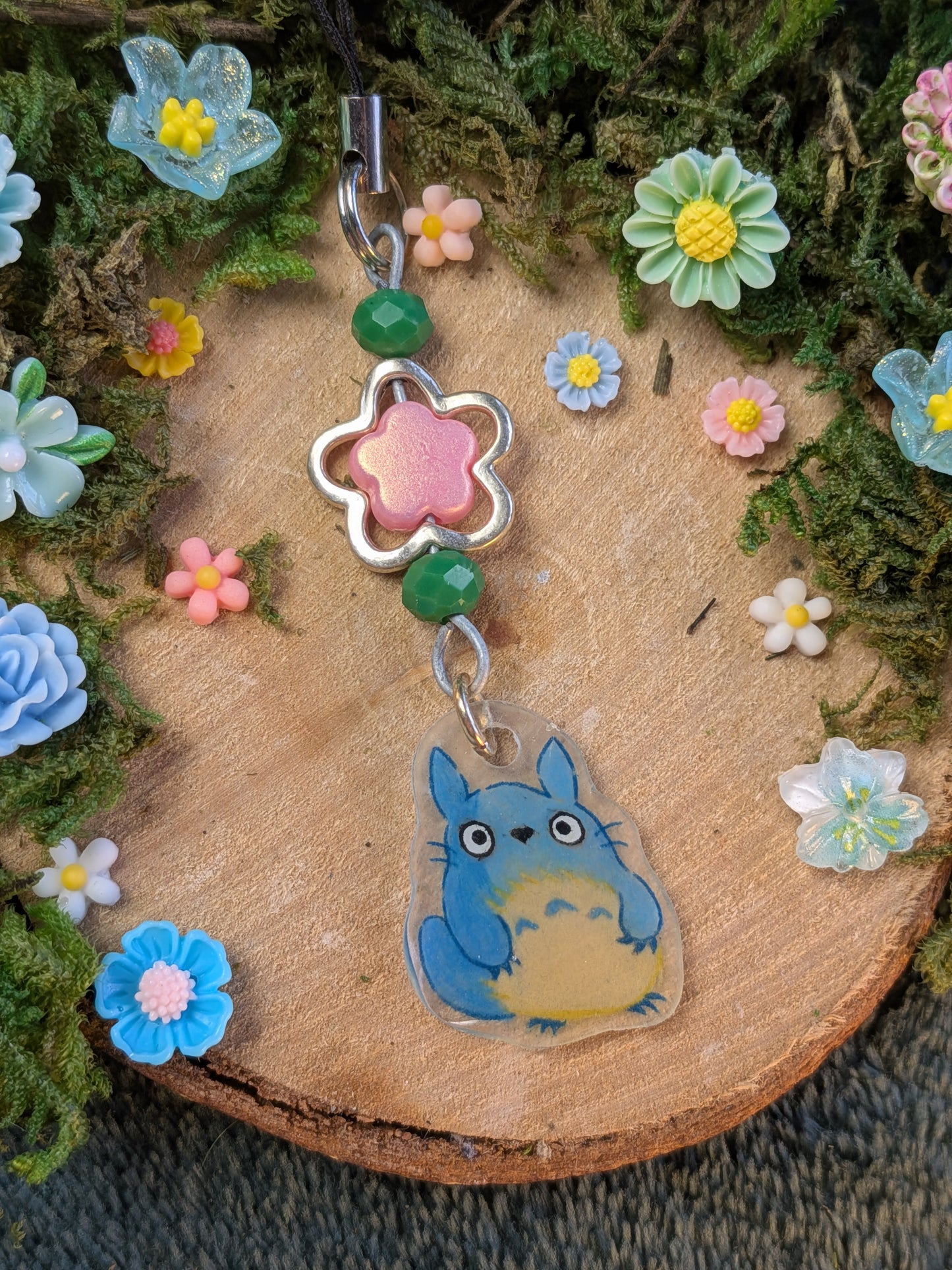 Totoro shrink plastic beaded phone charm