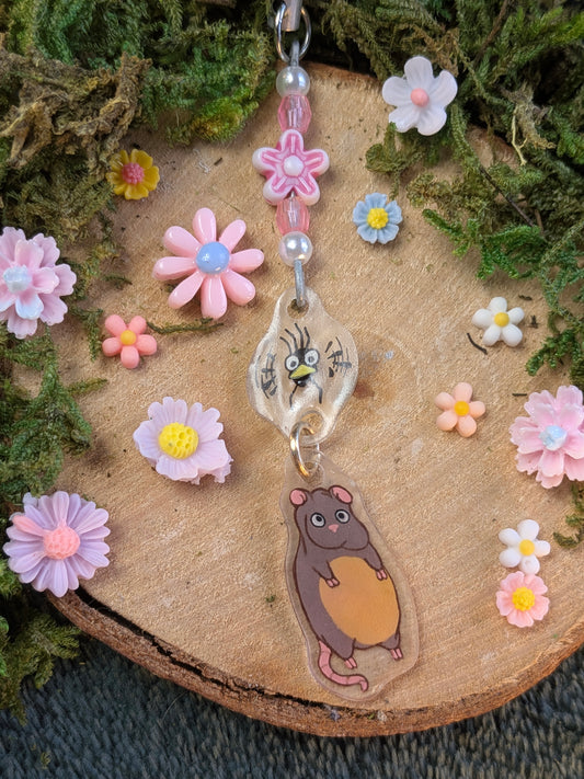 Mouse & Bird phone charm