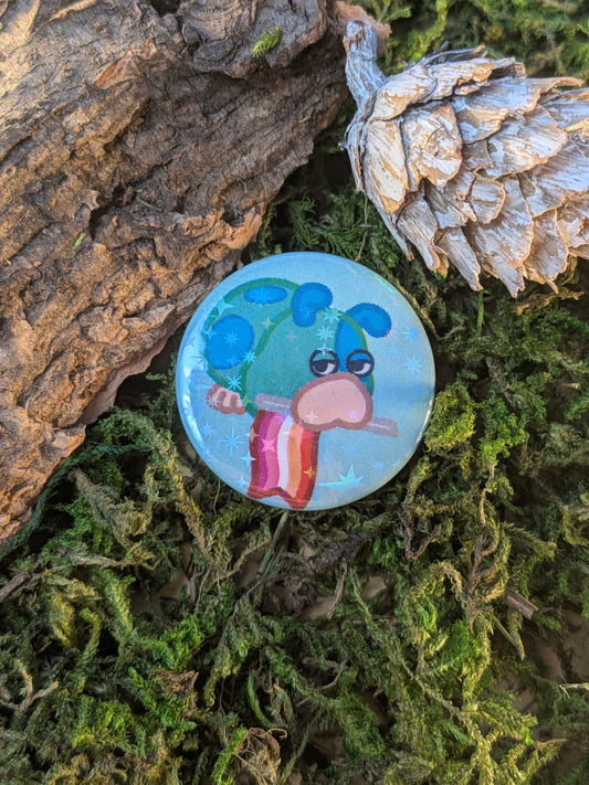 Homo dog with Lesbian flag 25mm pin badge