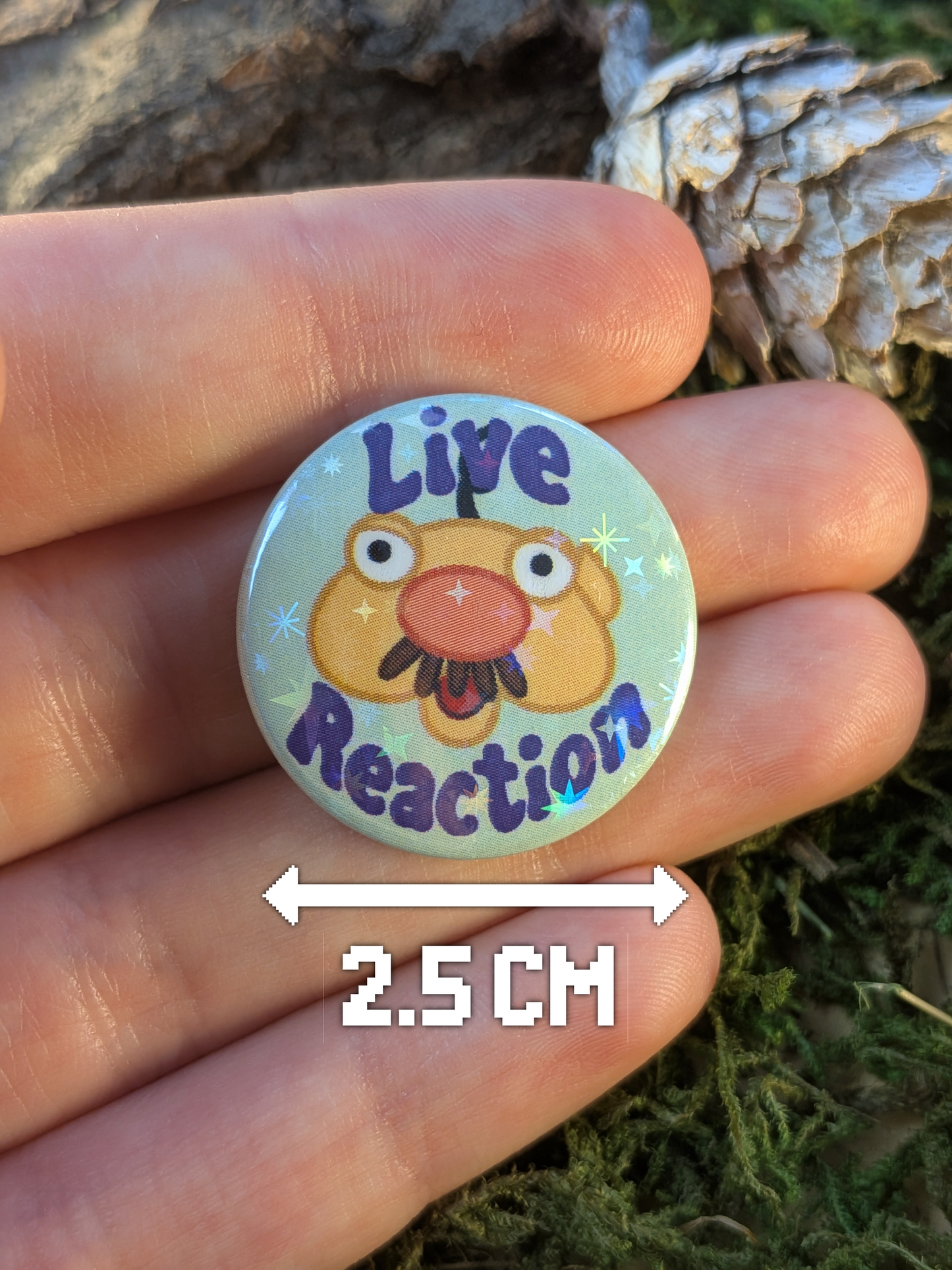 Live reaction 25mm pin badge