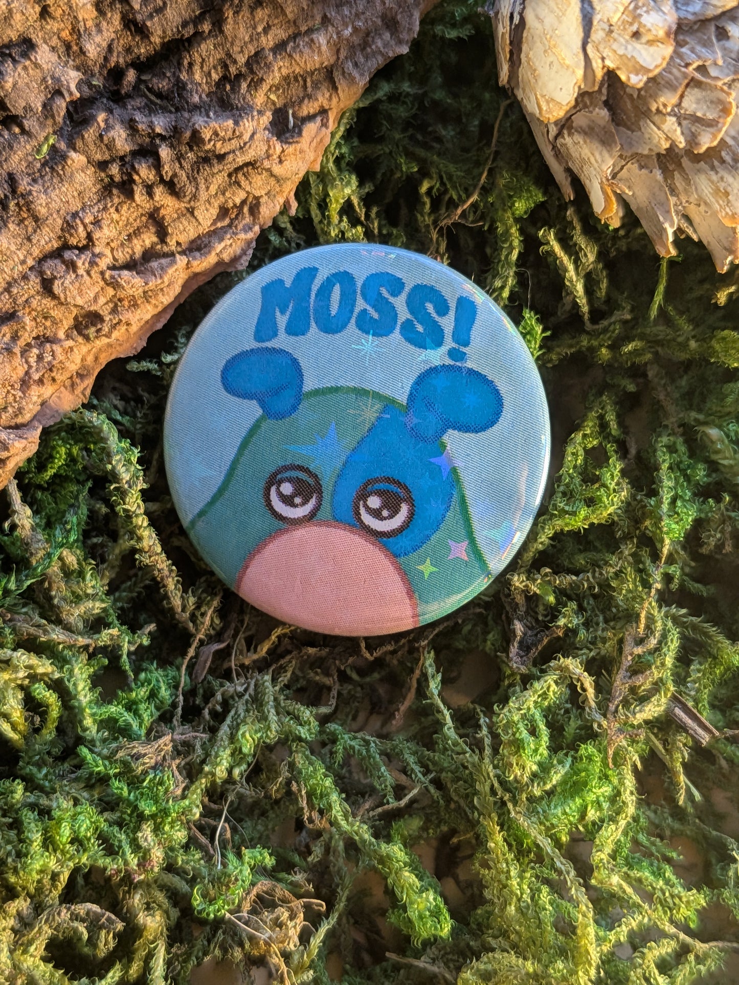 "Moss!" 25mm pin badge